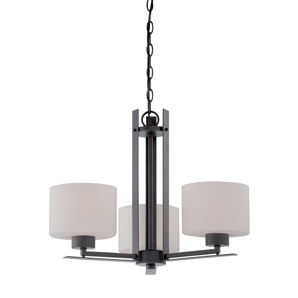 Nuvo Lighting 60/5306  Parallel - 3 Light Chandelier with Etched Opal Glass in Aged Bronze Finish